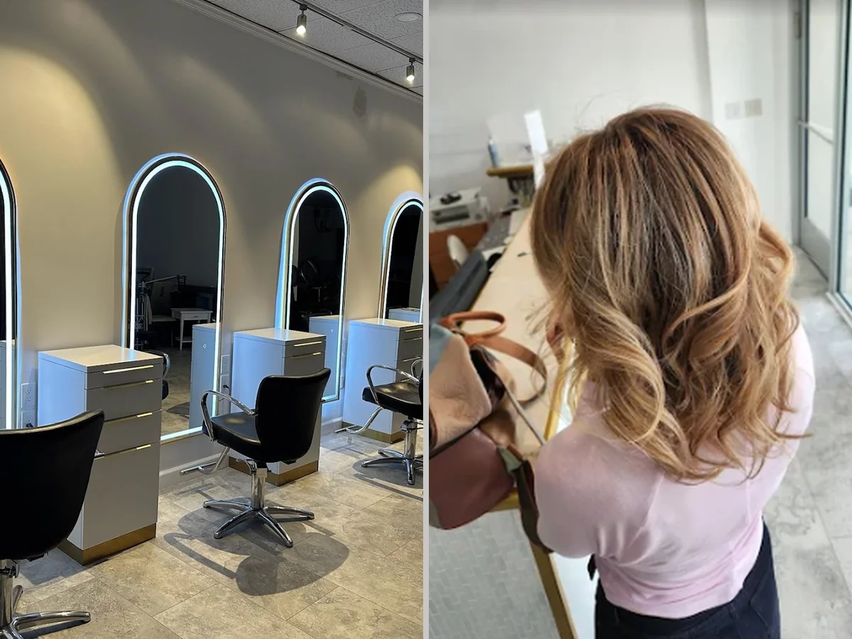 Hair color service in progress.