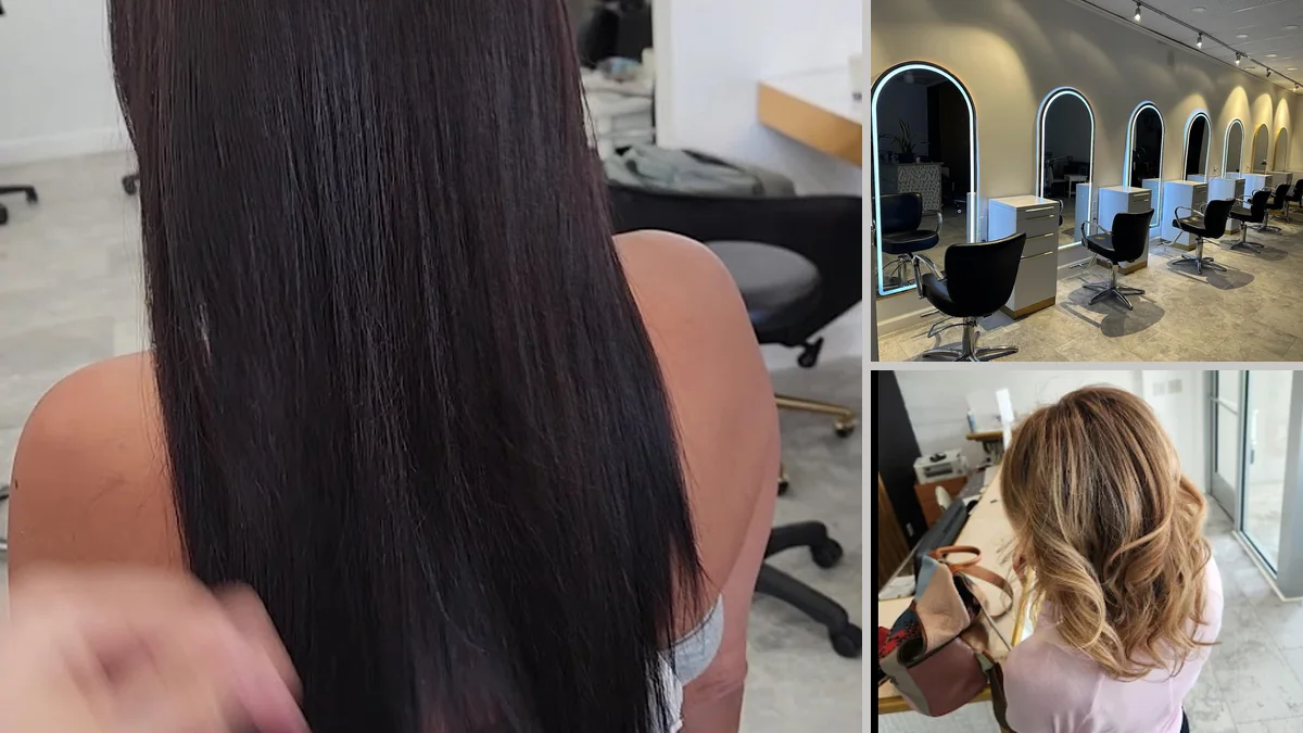 Stylist working on highlighted hair.